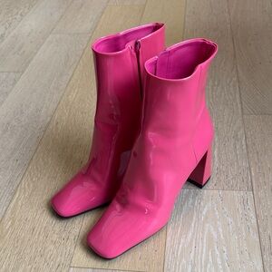 Prada Patent Hot Pink Ankle Boots